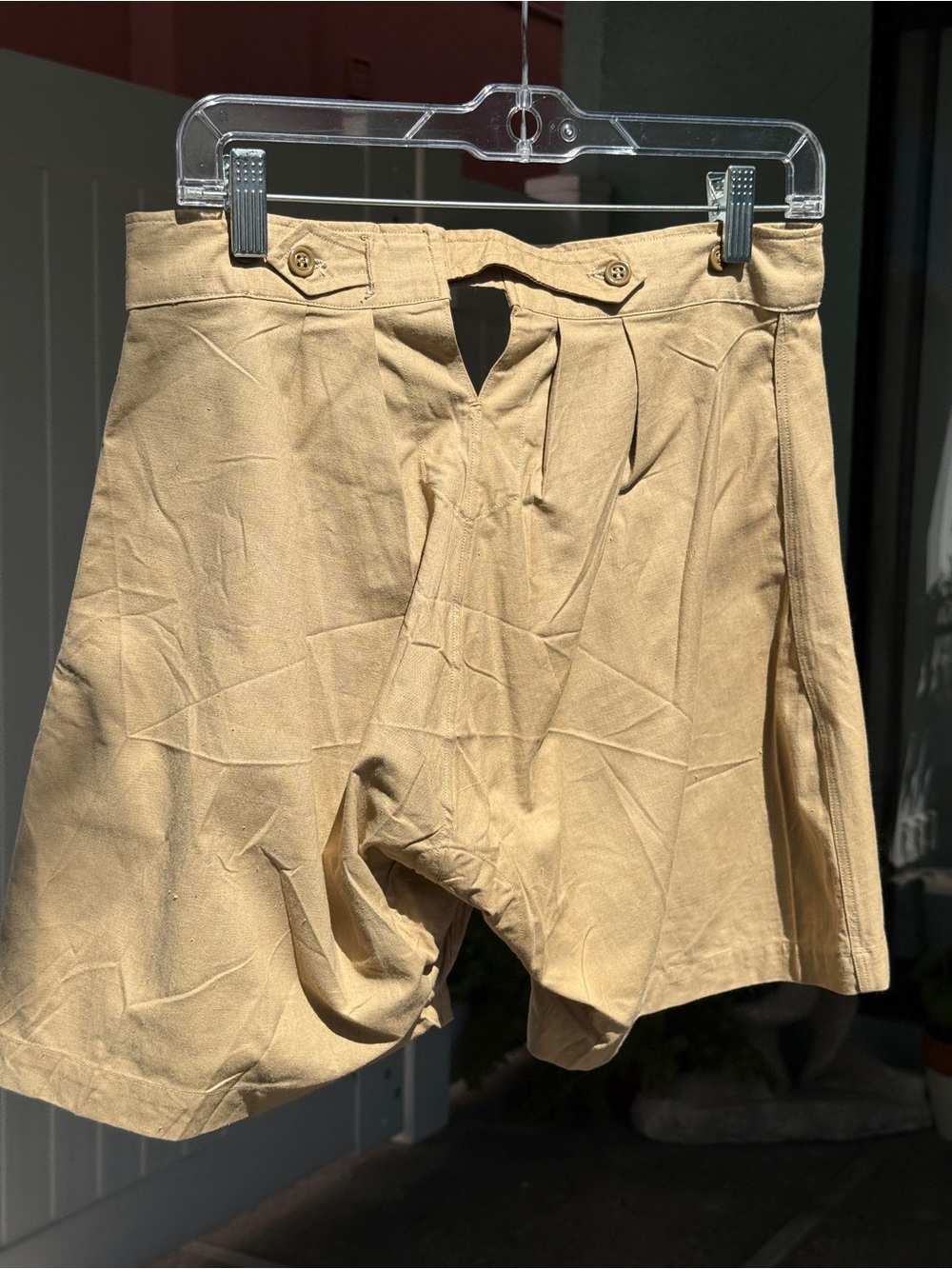Vintage 1953 French Military "Armée" Khaki Shorts Pleated High Waist